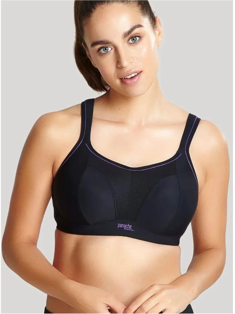 Panache Black Non Wired Sports Bra Size 32 D ( B-J )~ NWT
